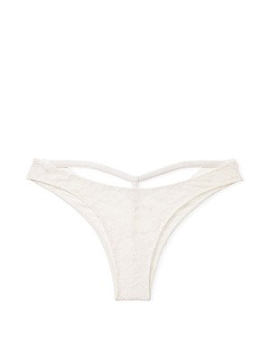 Трусики Shine Strap Cutout Lace Brazilian Panty Coconut White