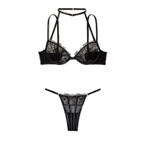 Комплект белья Midnight Affair Embroidery Low-Cut Demi Bra black Set