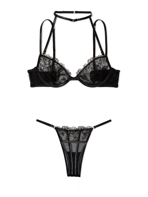 Комплект білизни Midnight Affair Embroidery Low-Cut Demi Bra black Set