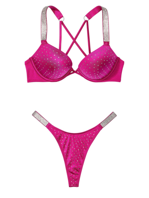 Купальник Bikini Top Shine Strap Bombshell Push-Up Thong Berry Blush