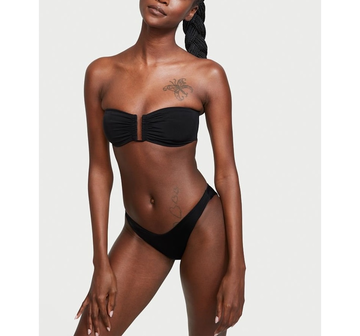 Купальник Bandeau Bikini Top Brazilian Bikini Bottom Black