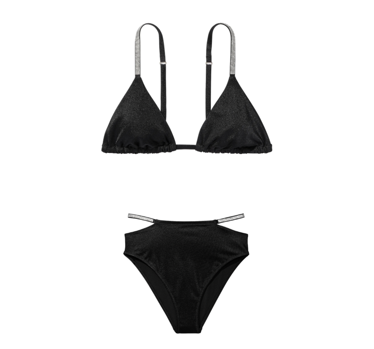 Купальник Shine Strap Triangle Bikini Top High-Waist Cheeky Set Black