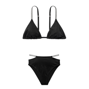 Купальник Shine Strap Triangle Bikini Top High-Waist Cheeky Set Black