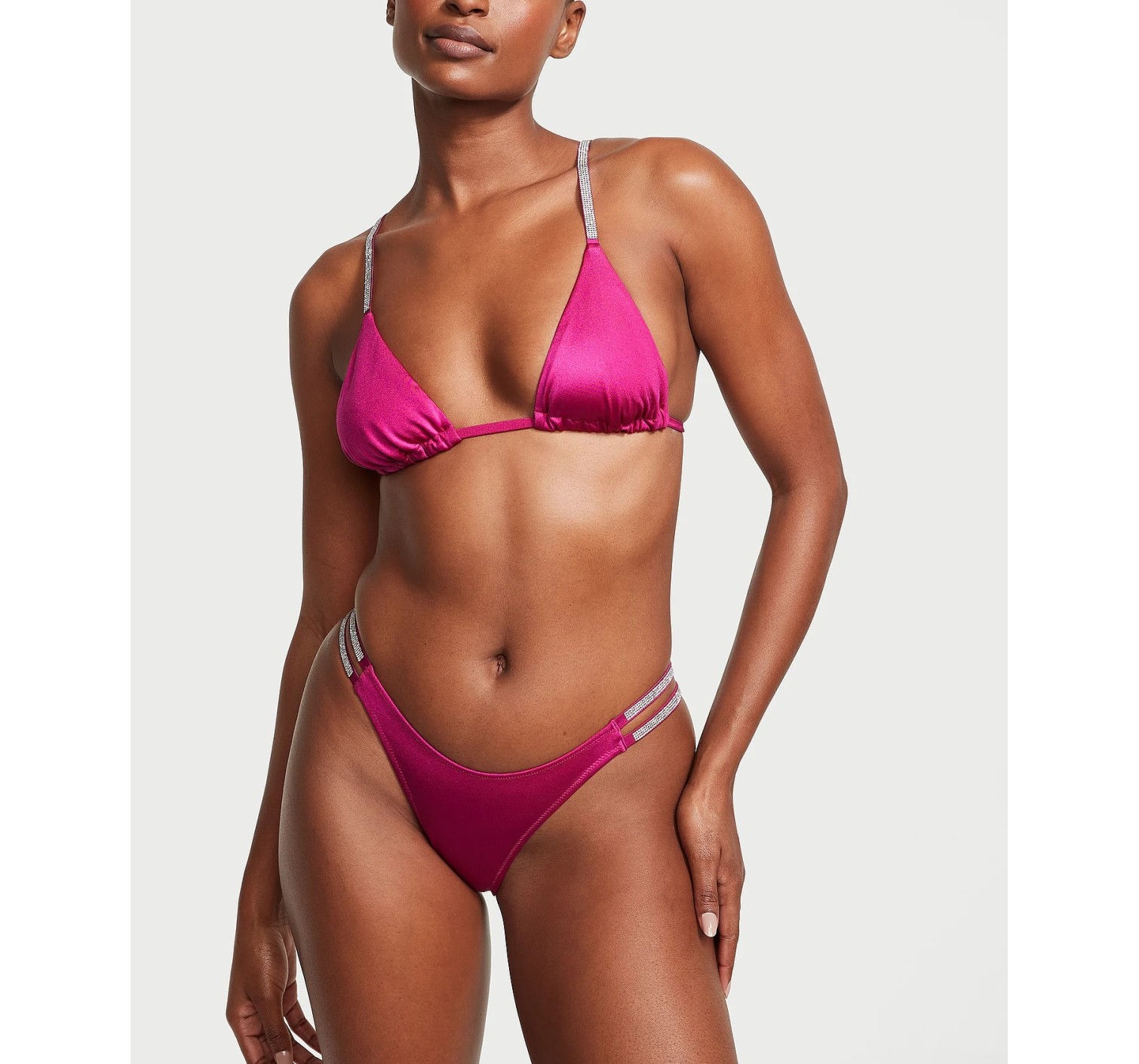Купальник Shine Strap Triangle Bikini Top High-Waist Cheeky Berry Blush