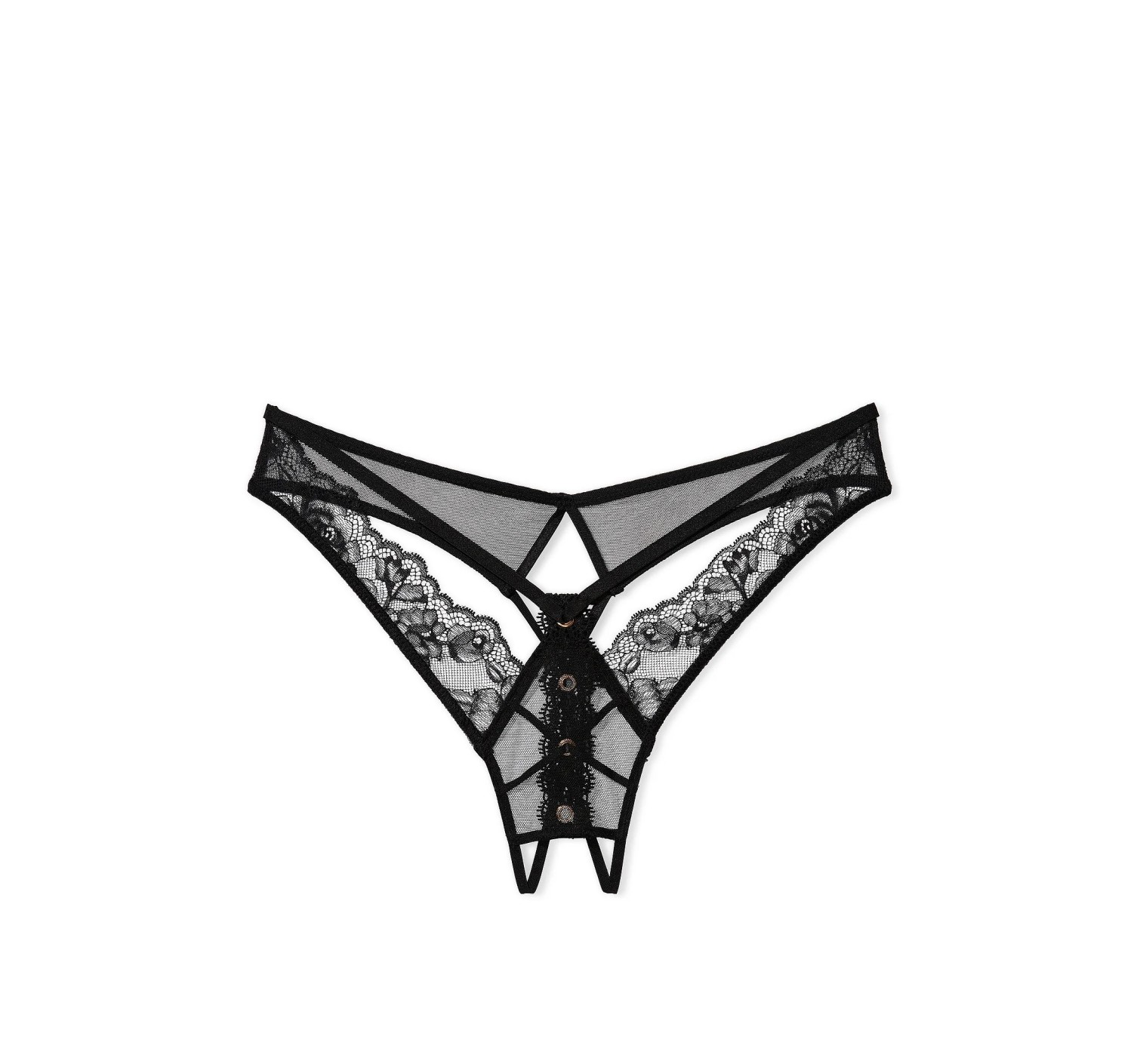 Трусики Rose Lace & Grommet Crotchless Thong