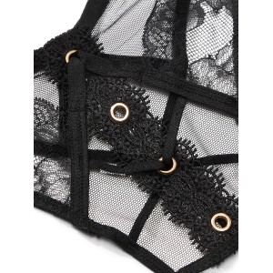 Трусики Rose Lace & Grommet Crotchless Thong