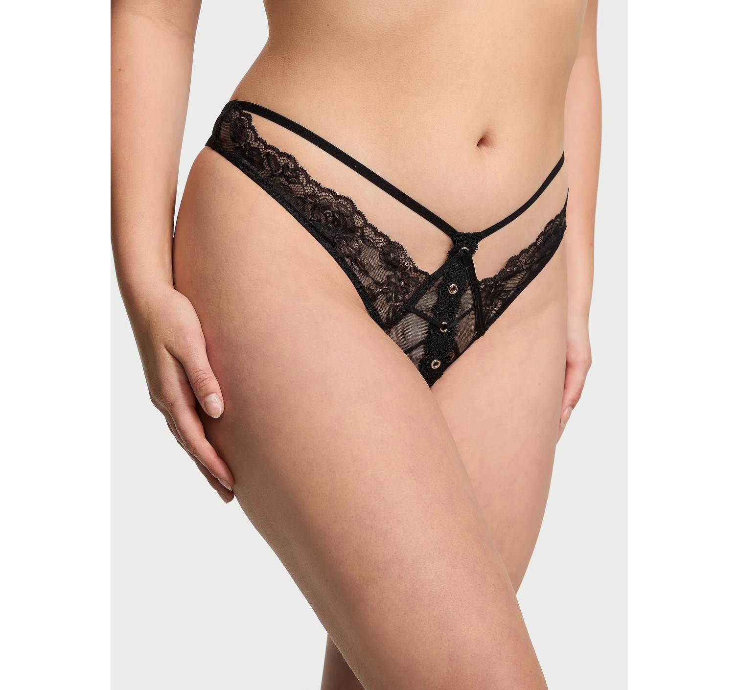 Трусики Rose Lace & Grommet Crotchless Thong