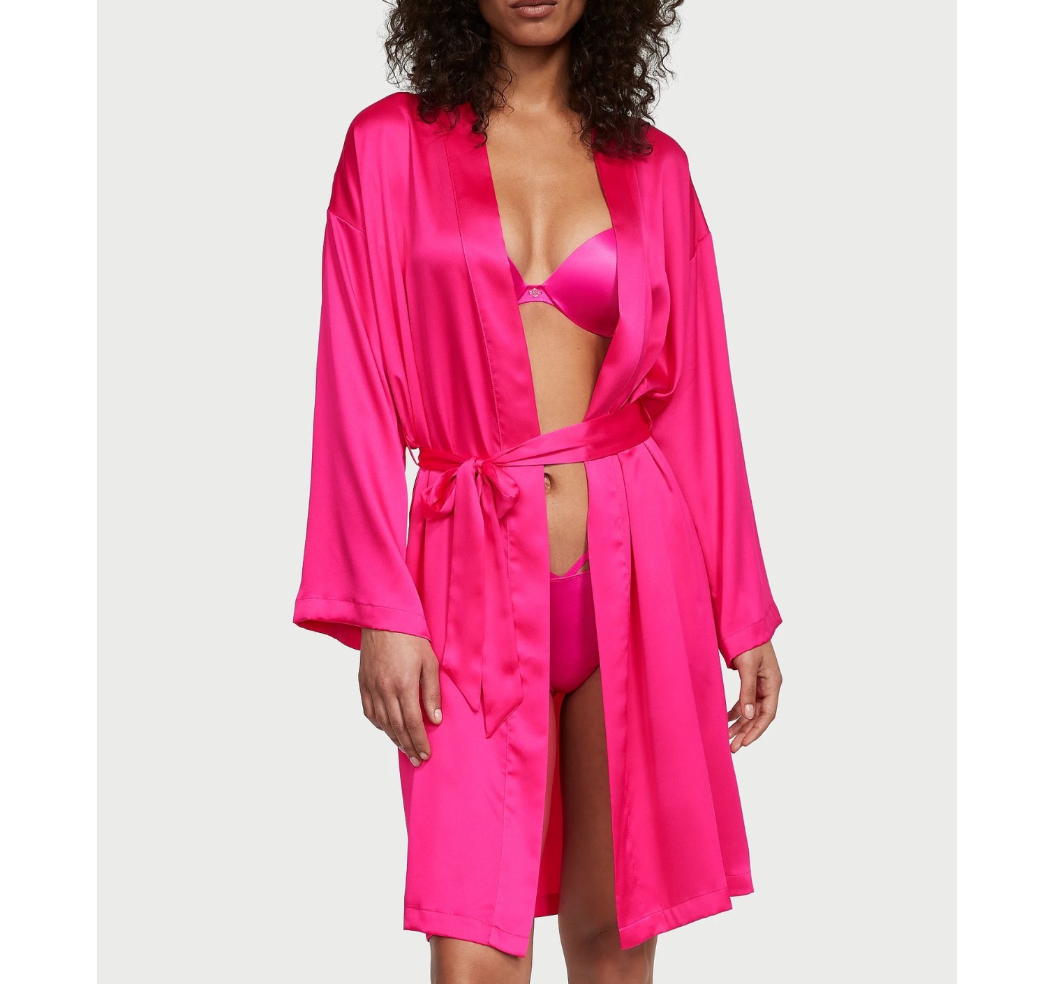Халат Satin Midi Robe Hot Pink