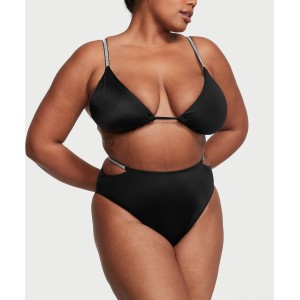 Купальник Shine Strap Triangle Bikini Top High-Waist Cheeky Set Black