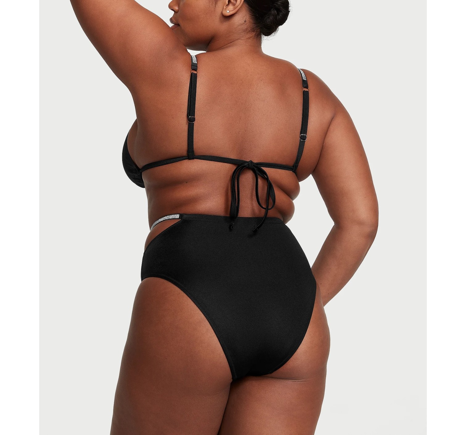 Купальник Shine Strap Triangle Bikini Top High-Waist Cheeky Set Black