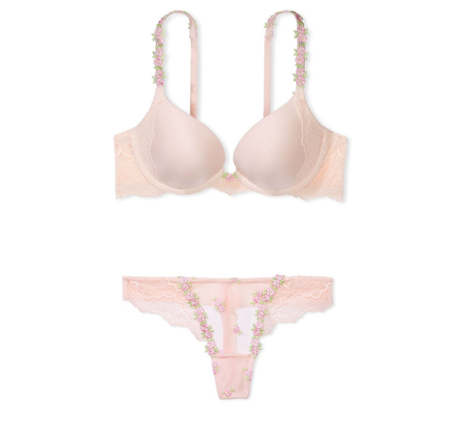 Комплект білизни Rosebud Embroidery Smooth & Lace Push-Up Bra Thong Set