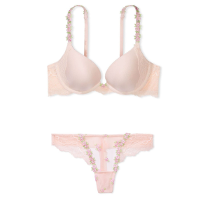 Комплект білизни Rosebud Embroidery Smooth & Lace Push-Up Bra Thong Set