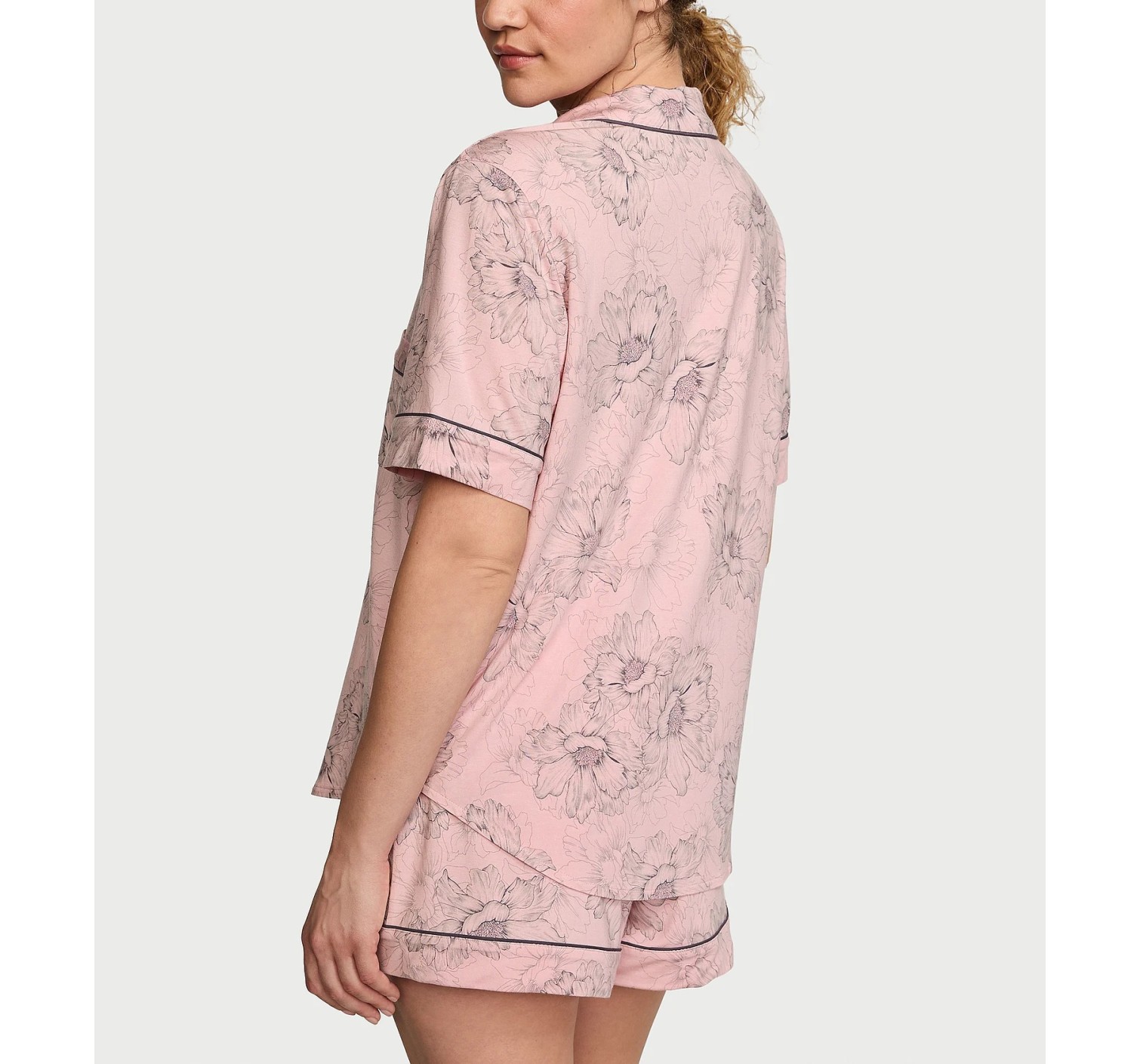 Піжама Modal Short Pajama Set Pink Outline Floral