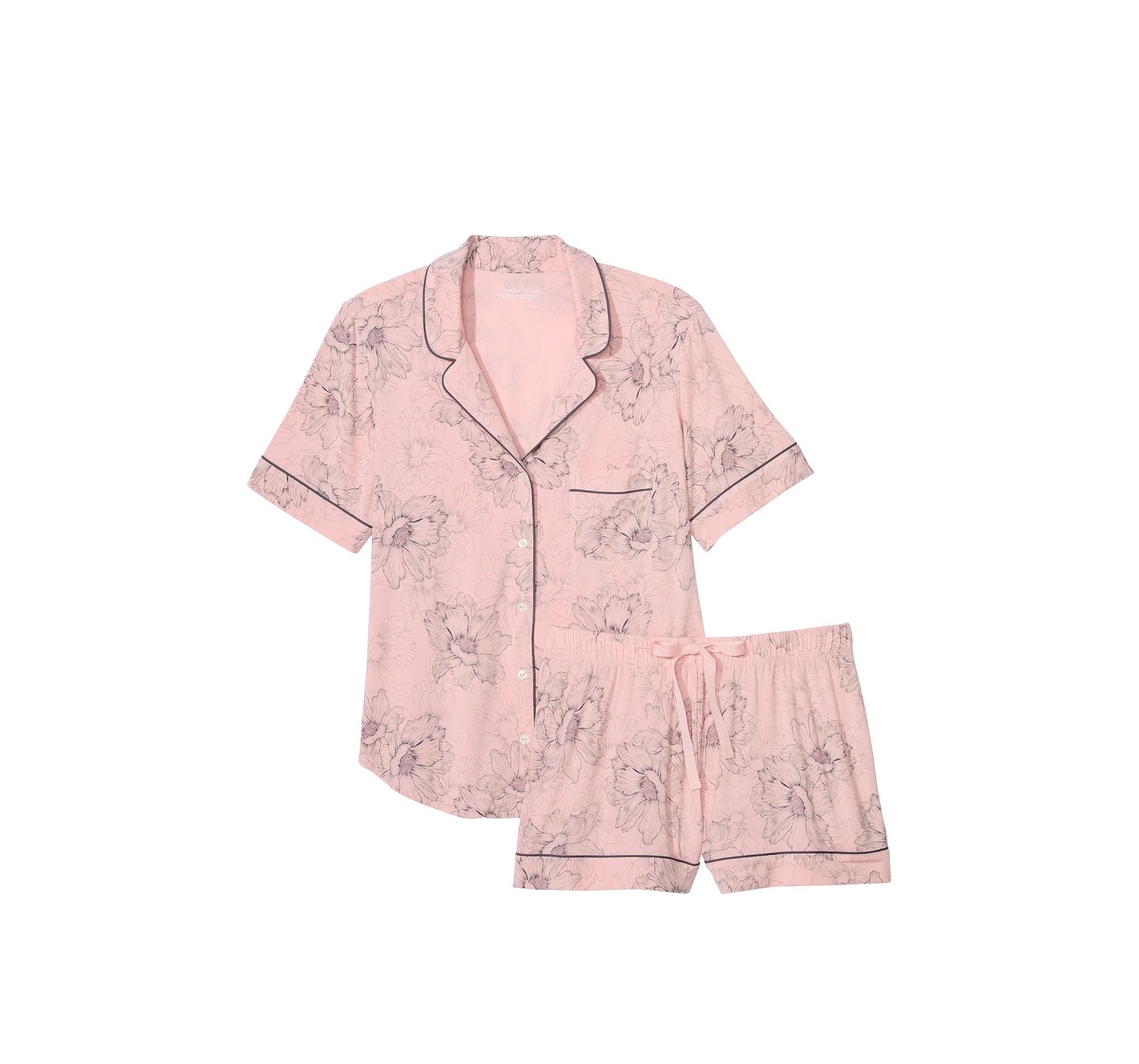 Піжама Modal Short Pajama Set Pink Outline Floral