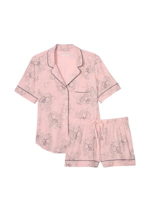 Піжама Modal Short Pajama Set Pink Outline Floral