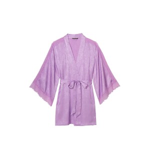Халат Satin Lace Inset Jacquard Purple