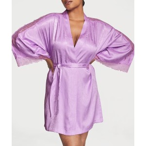 Халат Satin Lace Inset Jacquard Purple