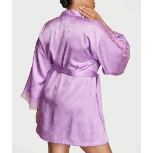 Халат Satin Lace Inset Jacquard Purple