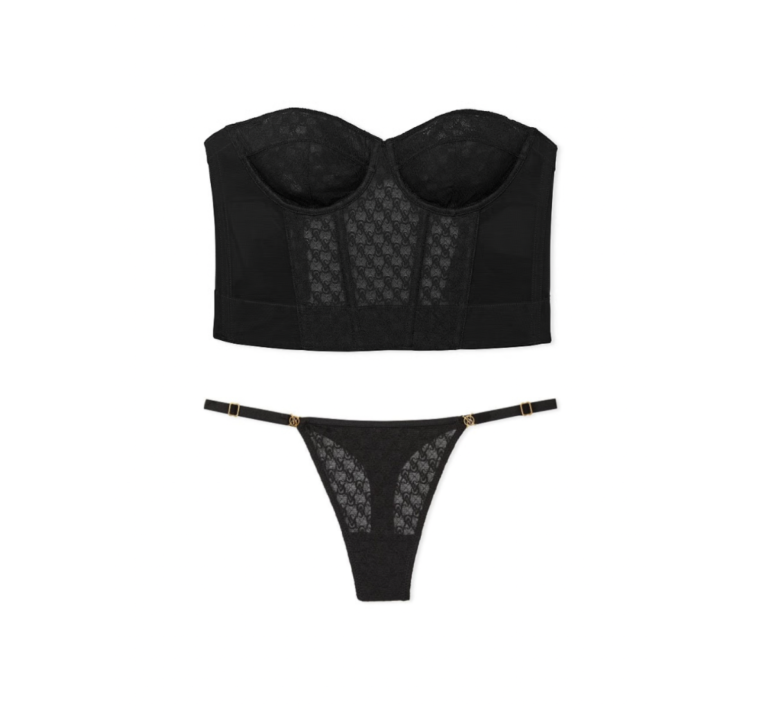 Комплект белья VS Archives Monogram Corset Top Set Black