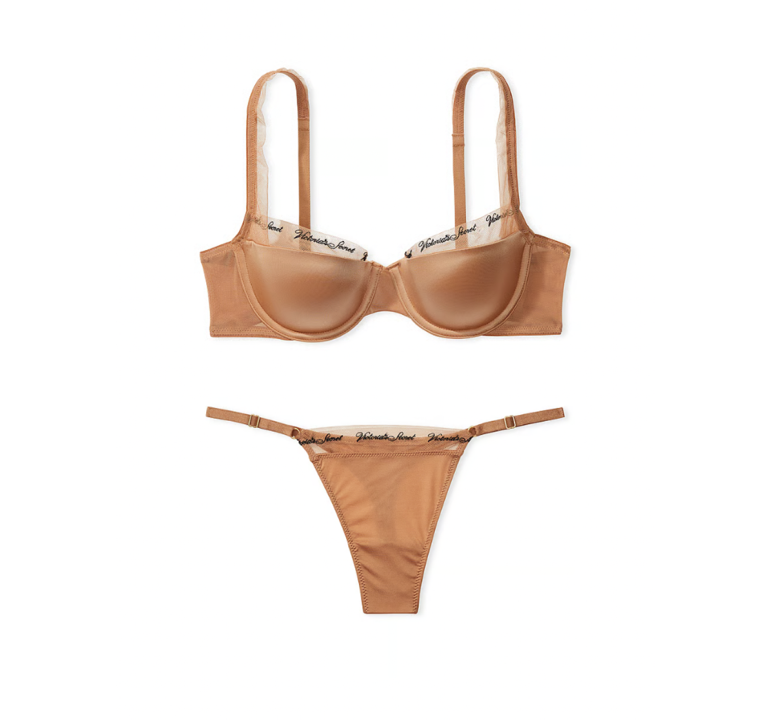 Комплект білизни VERY SEXY Logo Embroidery Lightly Lined Balconette Bra Set Toffee