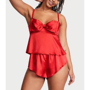 Пижама Bow-Topped Satin Cami Set Lipstick
