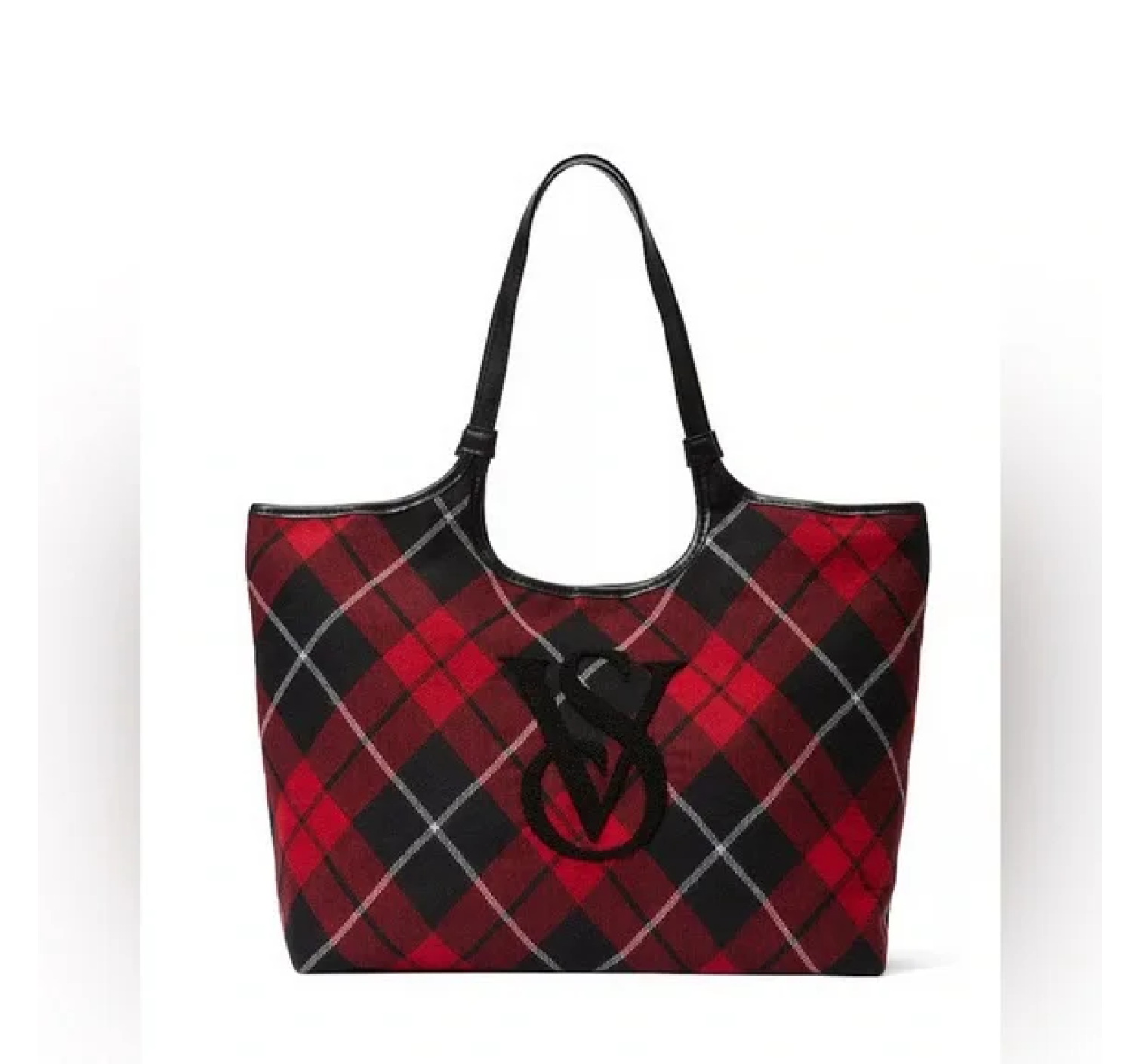 Сумка PINK Plush Tote Bag Red Plaid