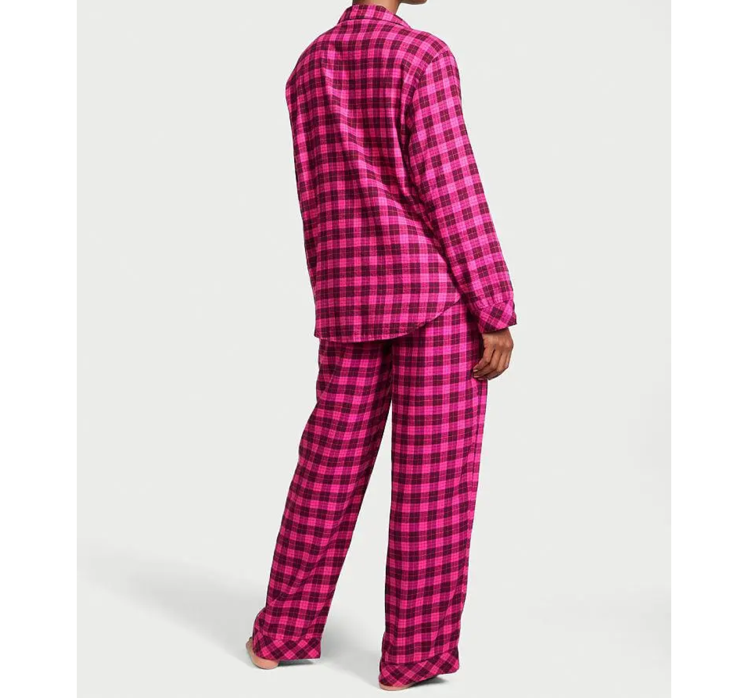 Пижама Flannel Long Pajama Set Pink Plaid