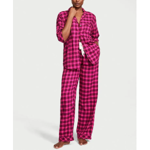 Пижама Flannel Long Pajama Set Pink Plaid