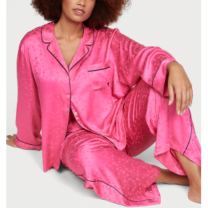 Сатиновая пижама Satin Long Pajama Set Hollywood Pink
