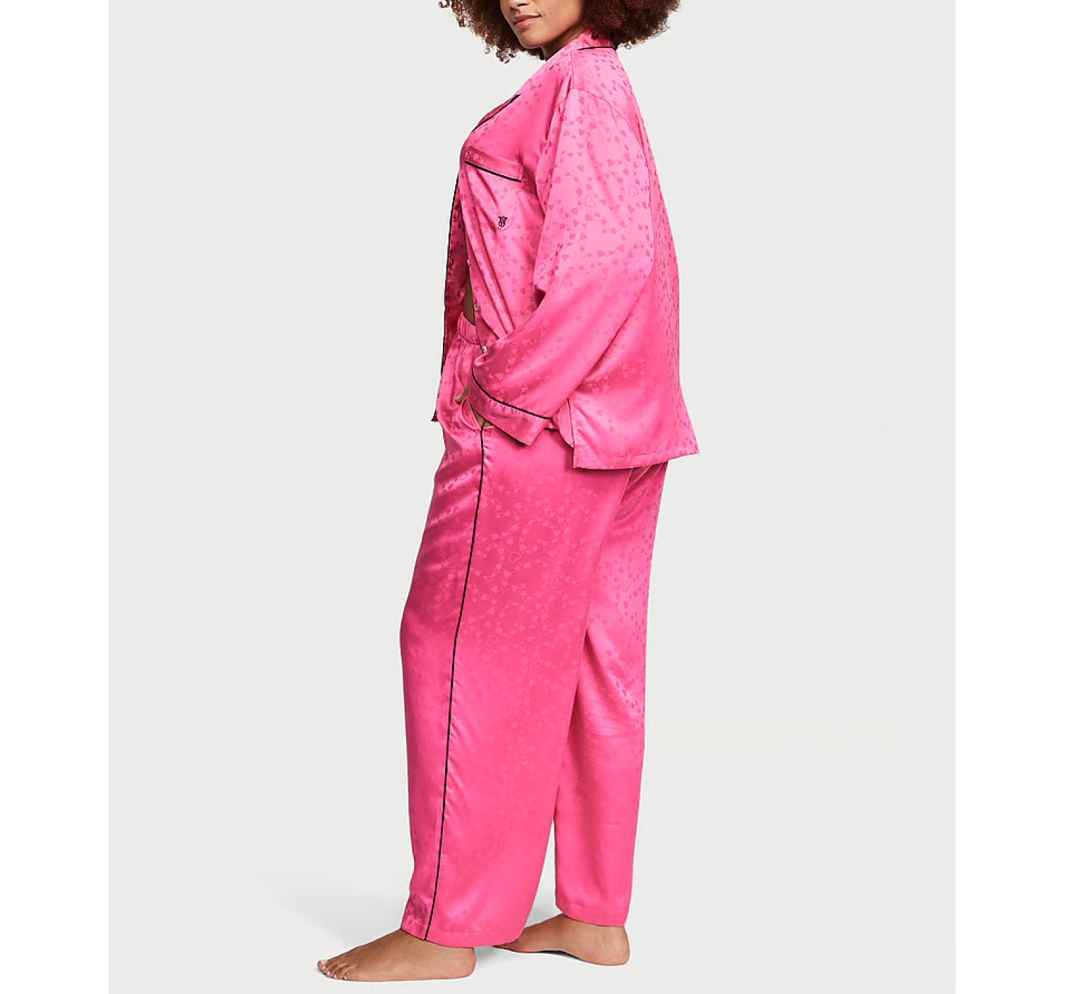 Сатиновая пижама Satin Long Pajama Set Hollywood Pink