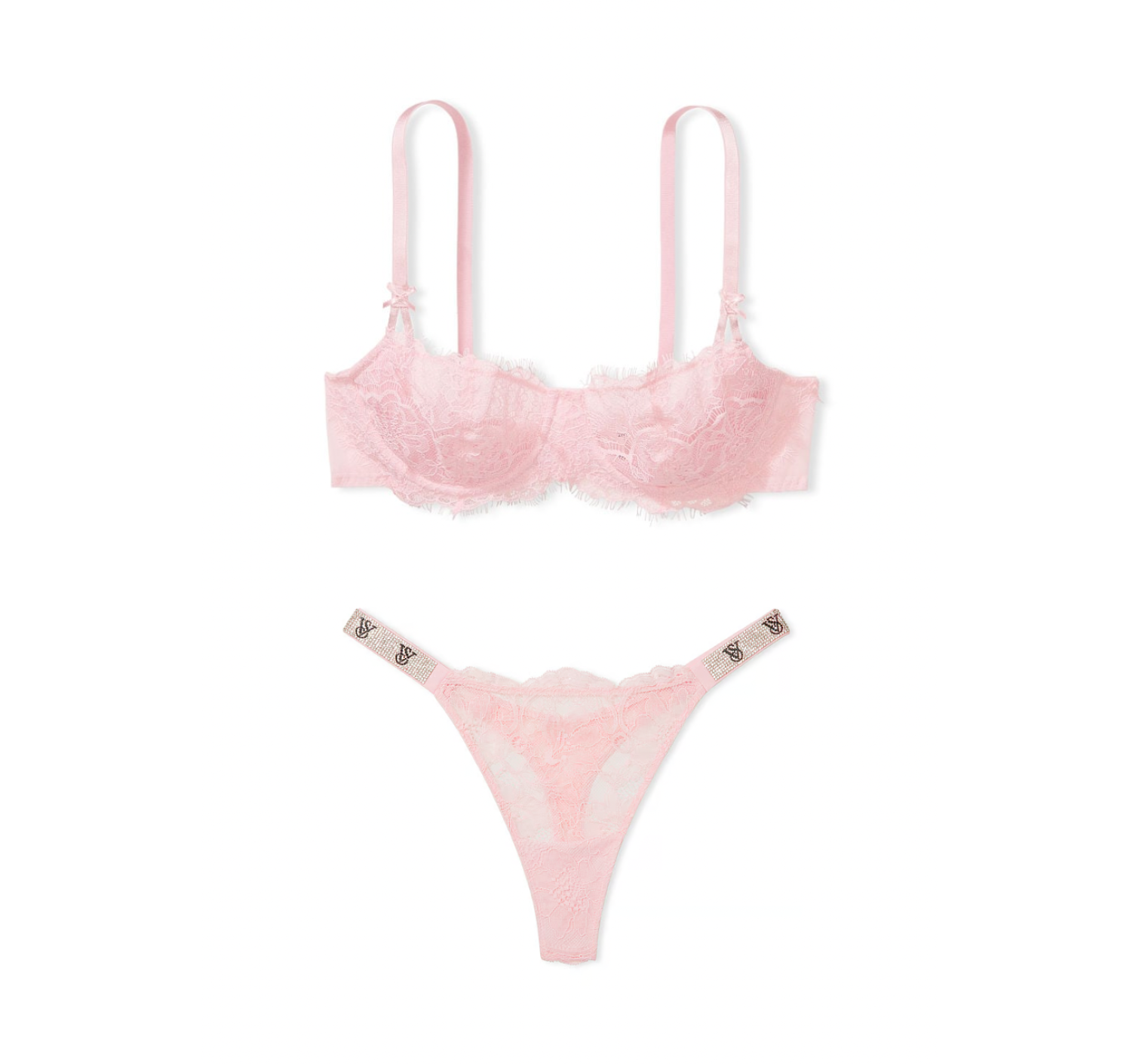 Комплект белья Wicked Unlined Lace Balconette Bra Set Pretty Blossom