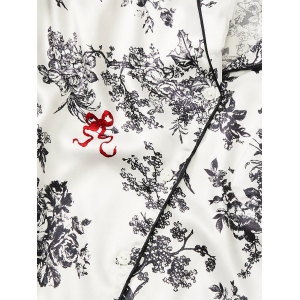 Сатинова піжама Satin Long Pajama Set White Floral Print