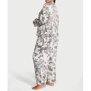 Сатинова піжама Satin Long Pajama Set White Floral Print