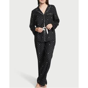 Піжама Flannel Long Pajama Set Black Logo Dot