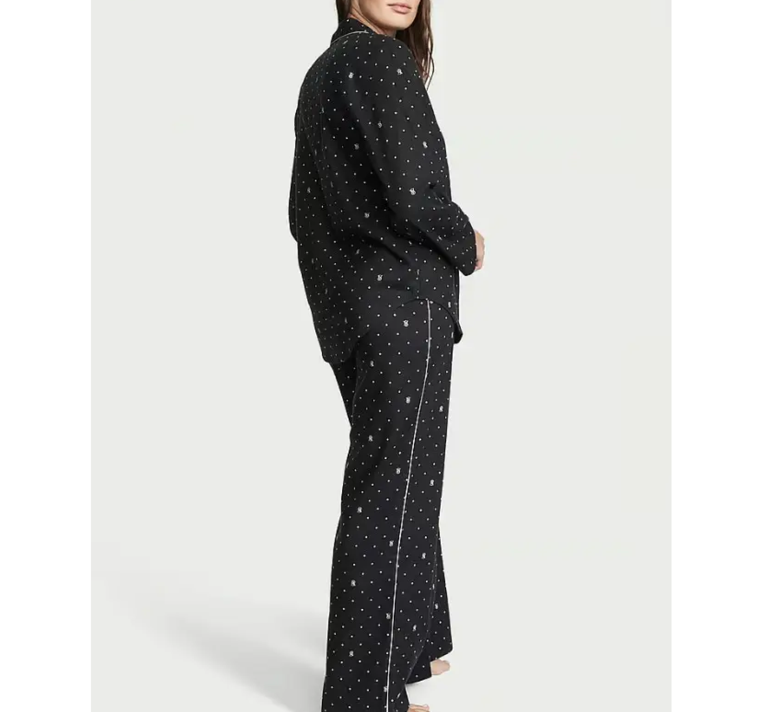 Піжама Flannel Long Pajama Set Black Logo Dot