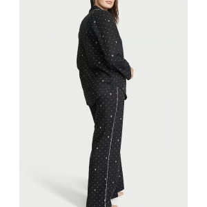 Піжама Flannel Long Pajama Set Black Logo Dot