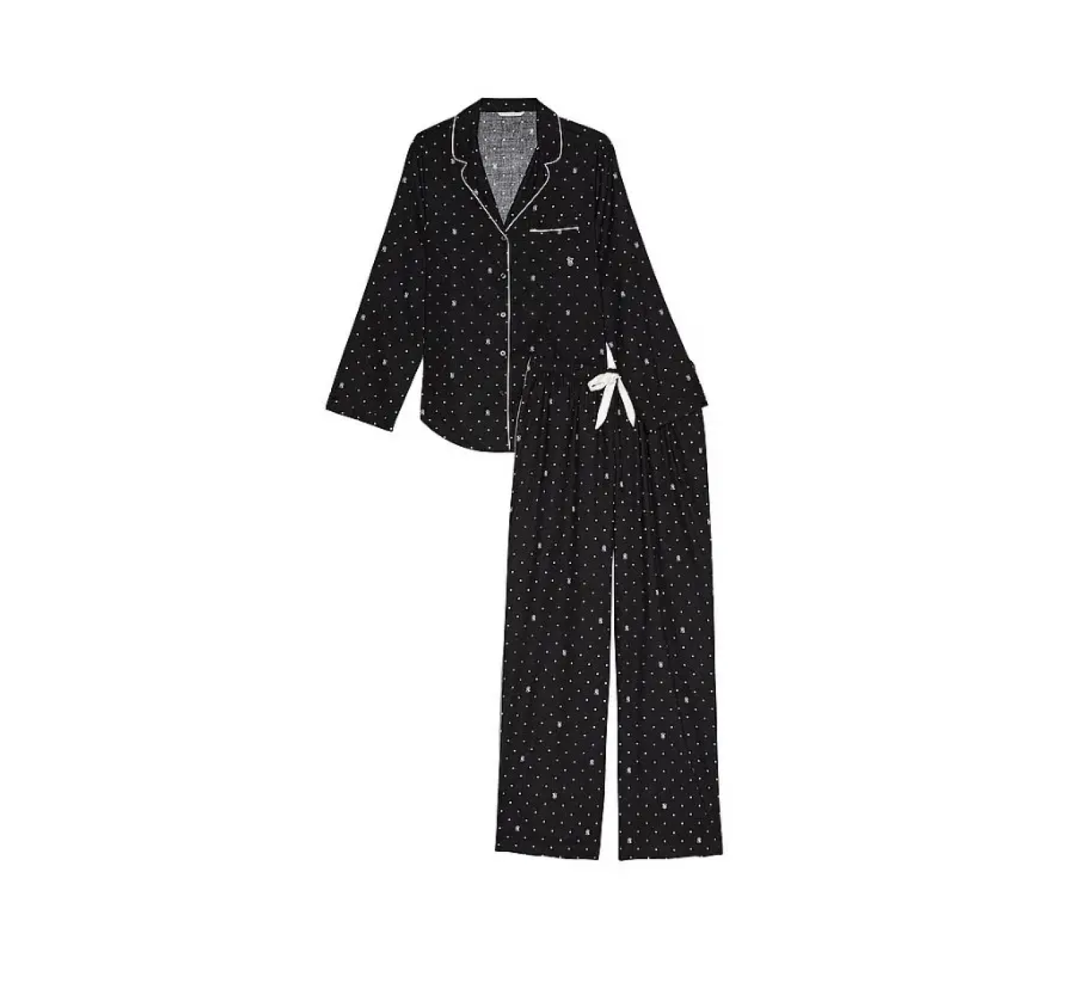 Піжама Flannel Long Pajama Set Black Logo Dot