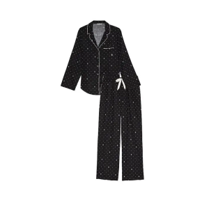 Піжама Flannel Long Pajama Set Black Logo Dot
