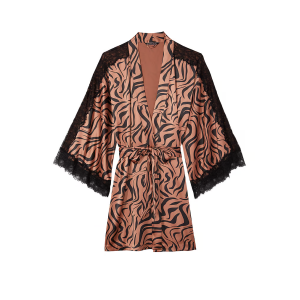 Сатиновый халат Luxe Satin Lace Inset Robe Zebra