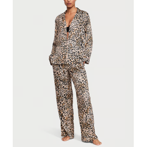 Сатиновая пижама Satin Long Pajama Set Wavy Leopard