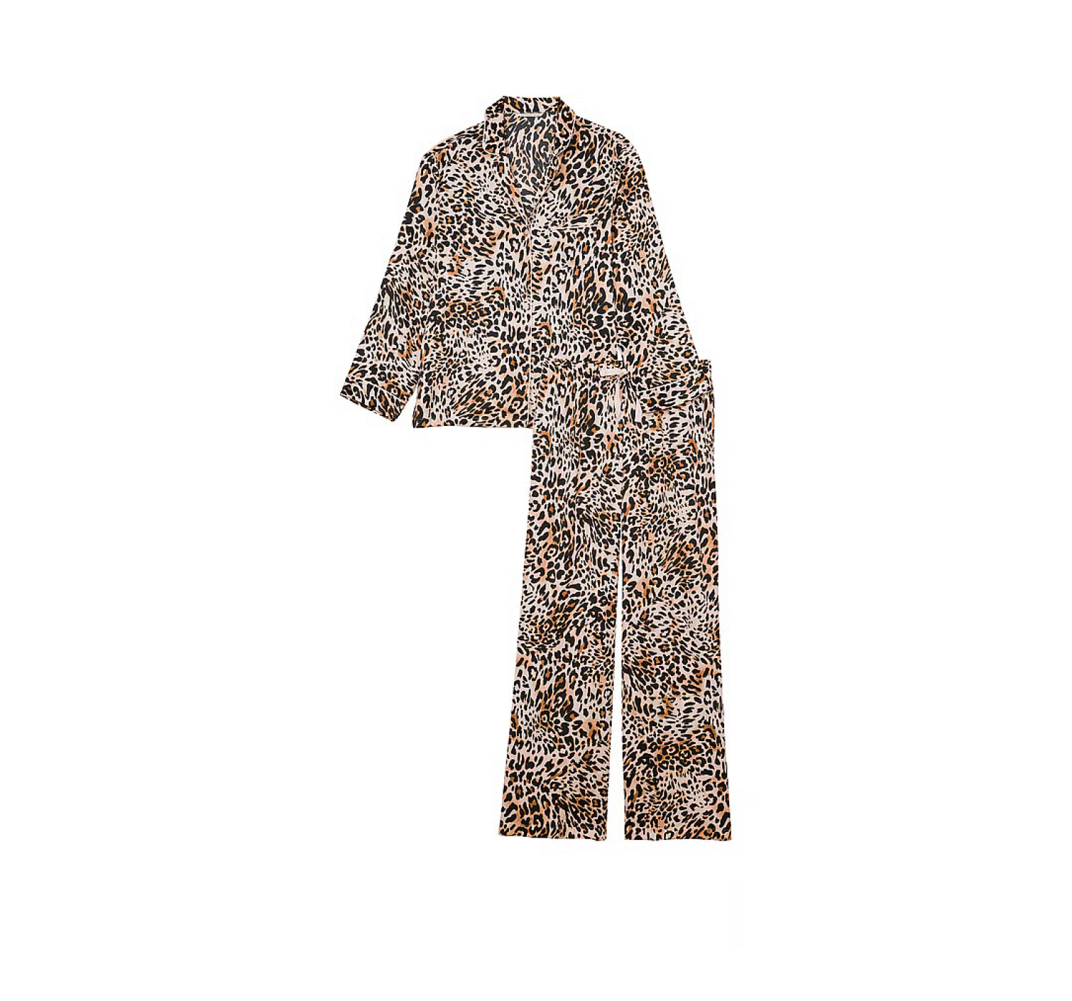 Сатиновая пижама Satin Long Pajama Set Wavy Leopard
