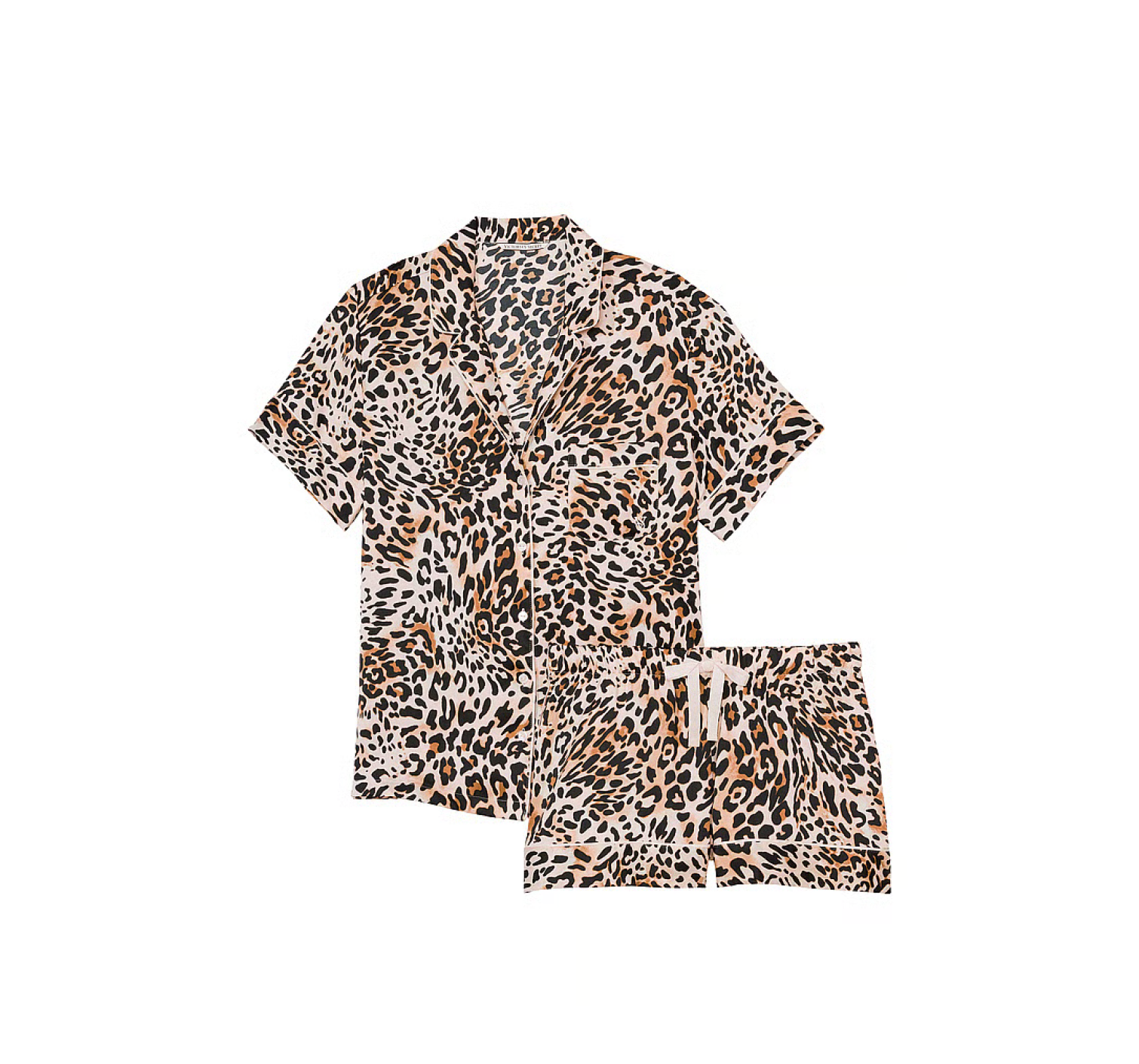 Сатинова піжама Satin Short Pajama Set Wavy Leopard