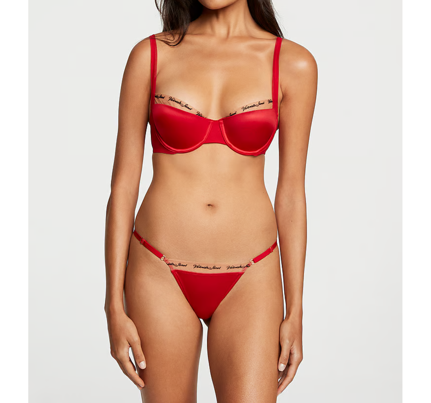 Комплект белья VERY SEXY Logo Embroidery Lightly Lined Balconette Bra Set Lipstick