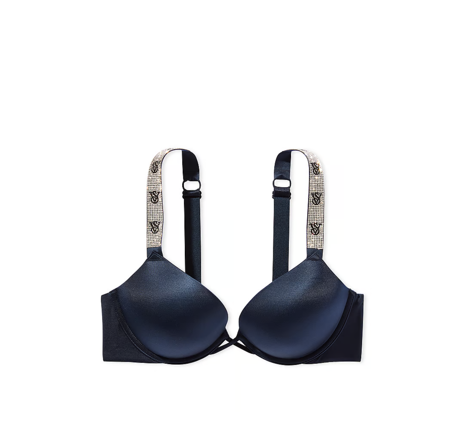 Комплект белья Bombshell Add-2-Cups Double Shine Strap Push-Up Bra Set Noir Navy