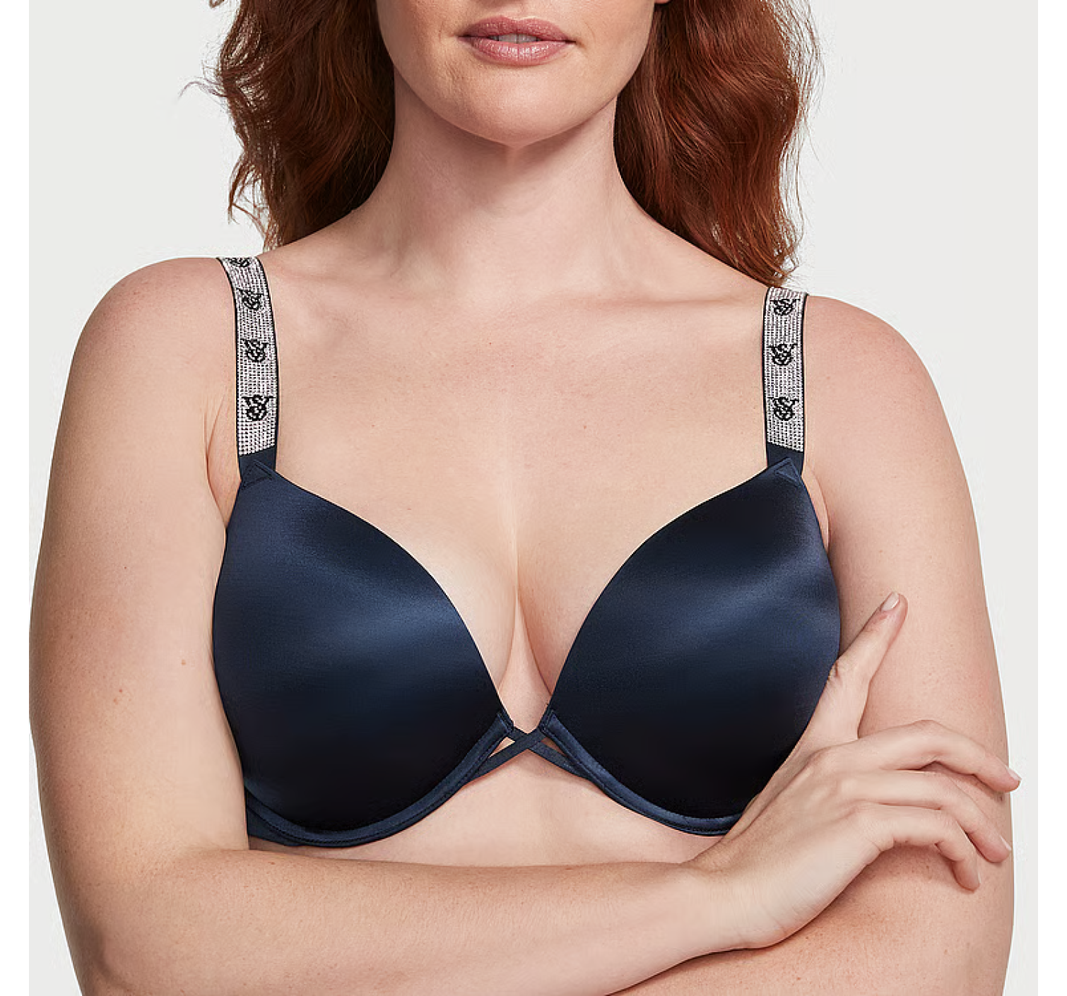 Комплект белья Bombshell Add-2-Cups Double Shine Strap Push-Up Bra Set Noir Navy