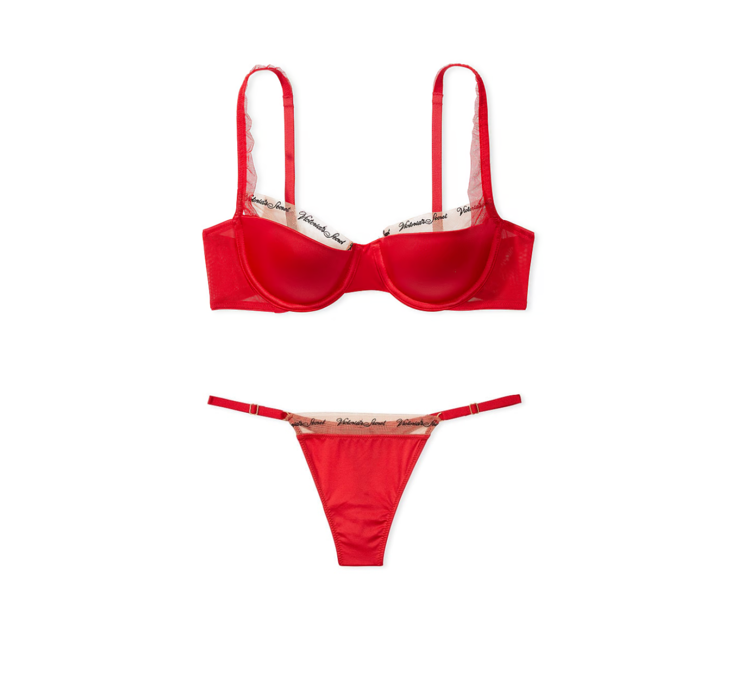 Комплект белья VERY SEXY Logo Embroidery Lightly Lined Balconette Bra Set Lipstick