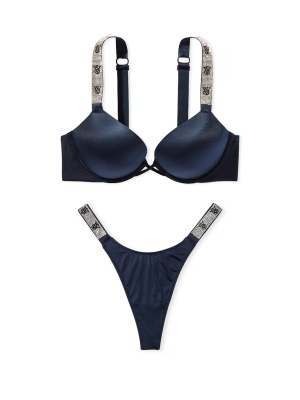 Комплект белья Bombshell Add-2-Cups Double Shine Strap Push-Up Bra Set Noir Navy
