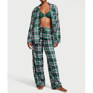 Пижама Flannel Long Pajama Set Green Pop Plaid