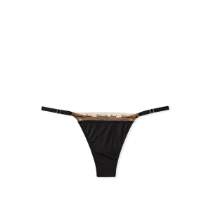 Трусики Logo Embroidery Adjustable String Thong Panty Black