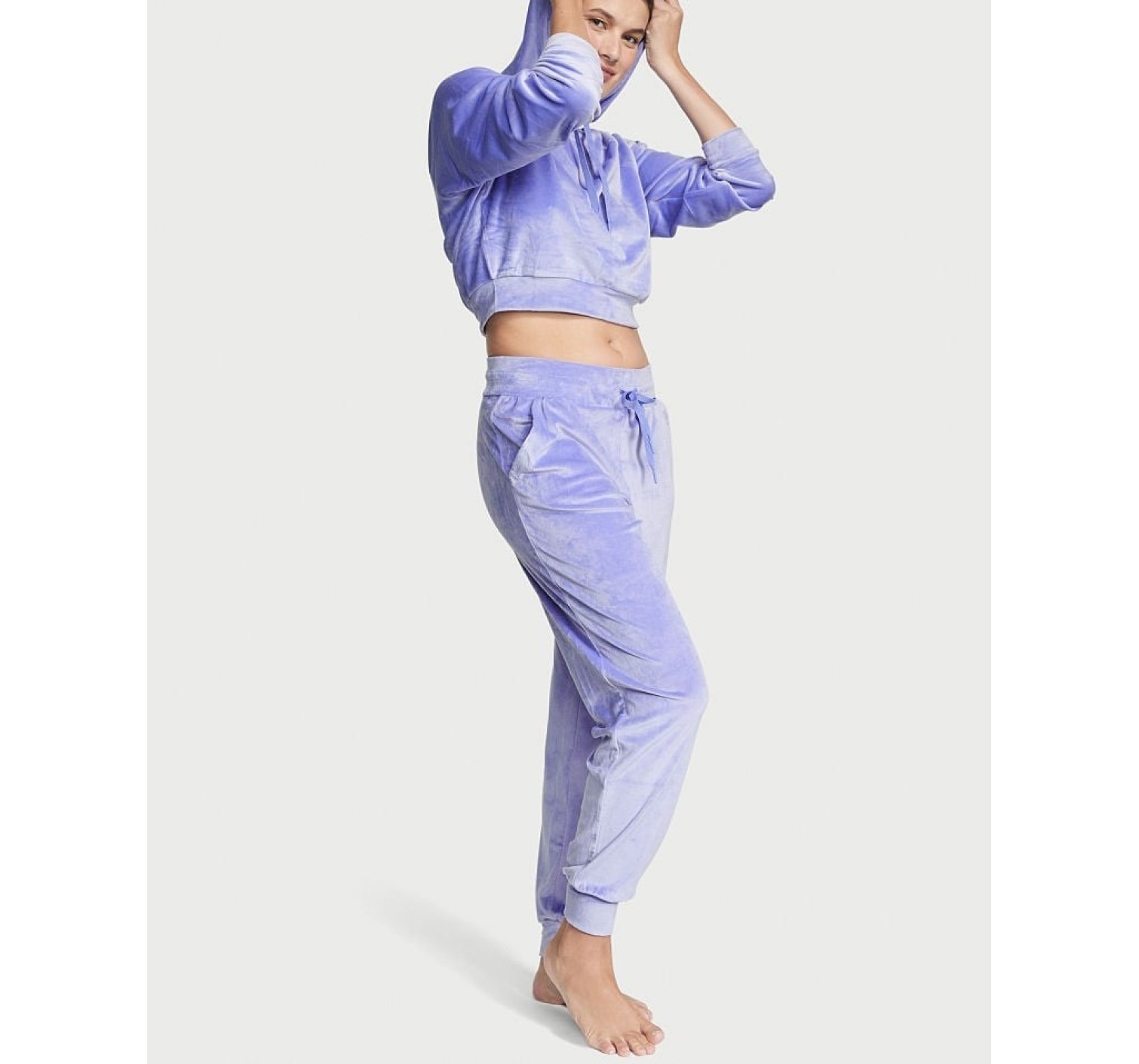 Велюровий костюм Ribbed Velour Hoodies Jogger Sky Blue